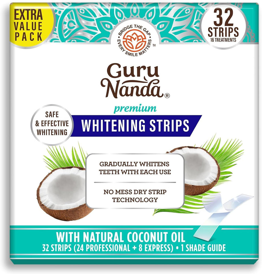GuruNanda Teeth Whitening Strips Kit 7 Day Formula for Whiter Teeth and Long Lasting Brightness