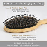 BESTOOL Boar Bristle Hair Brush Natural Bamboo Cushion Paddle Anti-Static for Women Men Kids