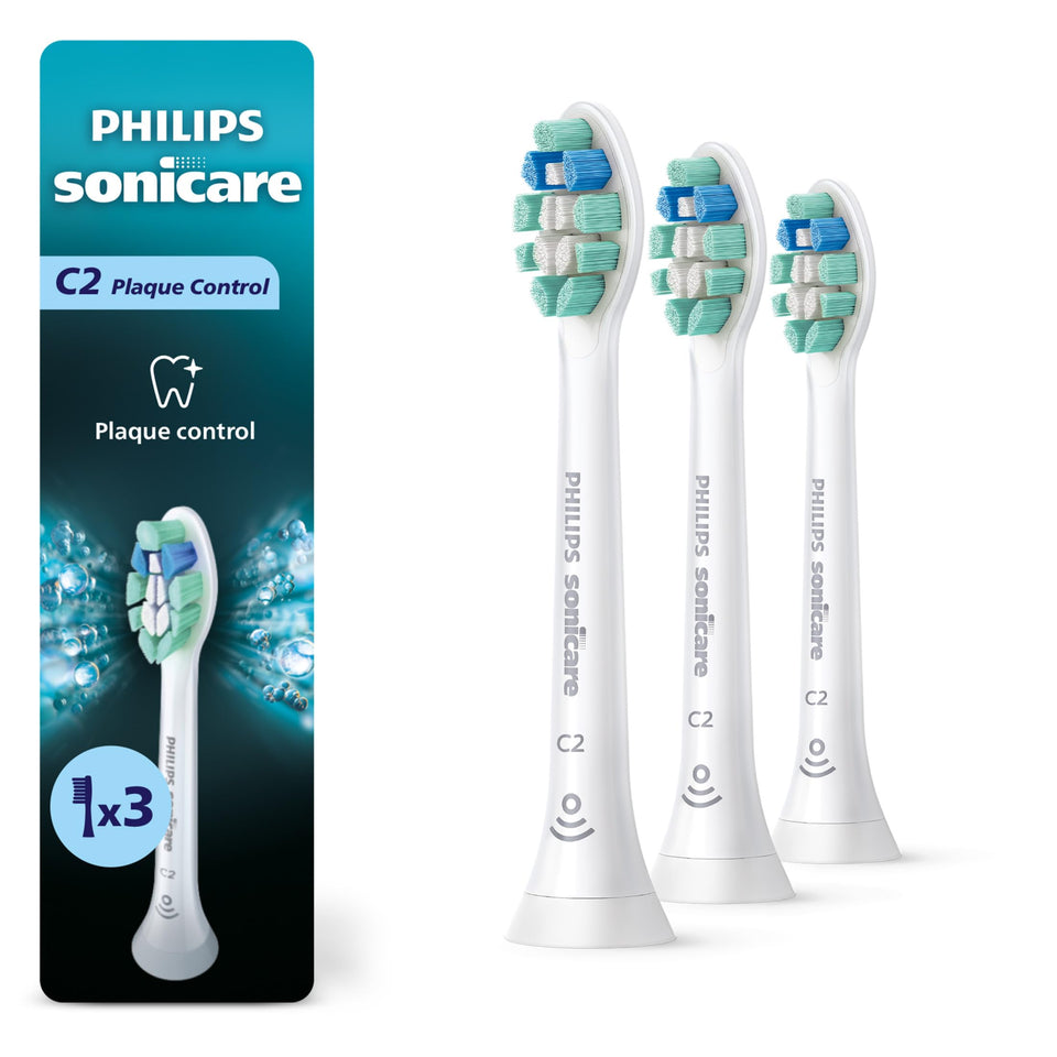 Philips Sonicare C2 plaque control replacement toothbrush heads white 3 pack HX9023 - BuyO