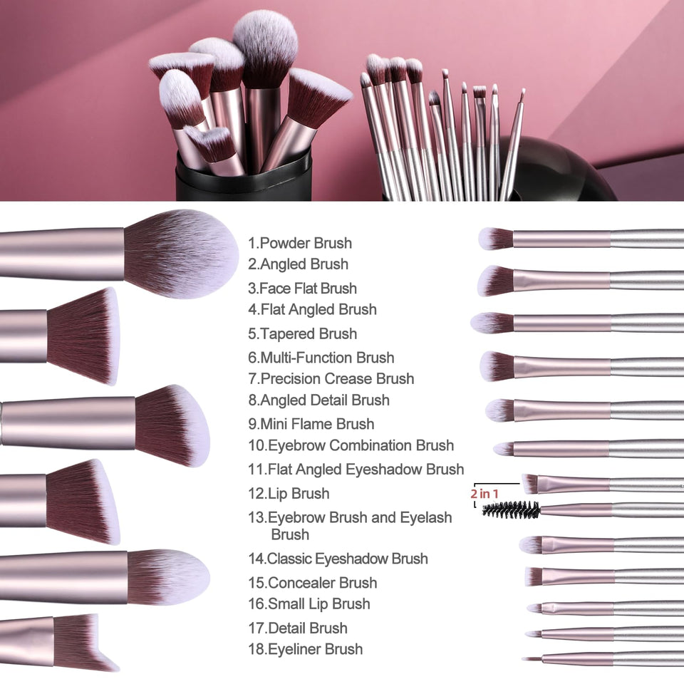 BS MALL Makeup Brush Set 18 Piece Professional Cosmetic Brushes with Black Case for Flawless Makeup