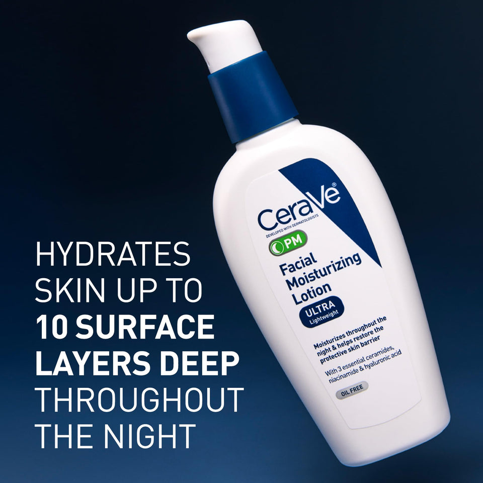 CeraVe PM Facial Moisturizing Lotion with Hyaluronic Acid & Niacinamide 3 Oz