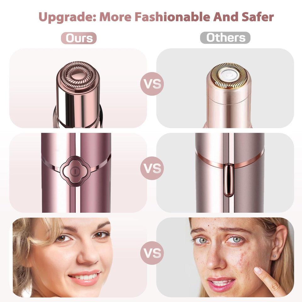 Gurelax Electric Painless Facial Hair Remover for Women Face Lip Chin Rechargeable 2 Replacement Heads Pink
