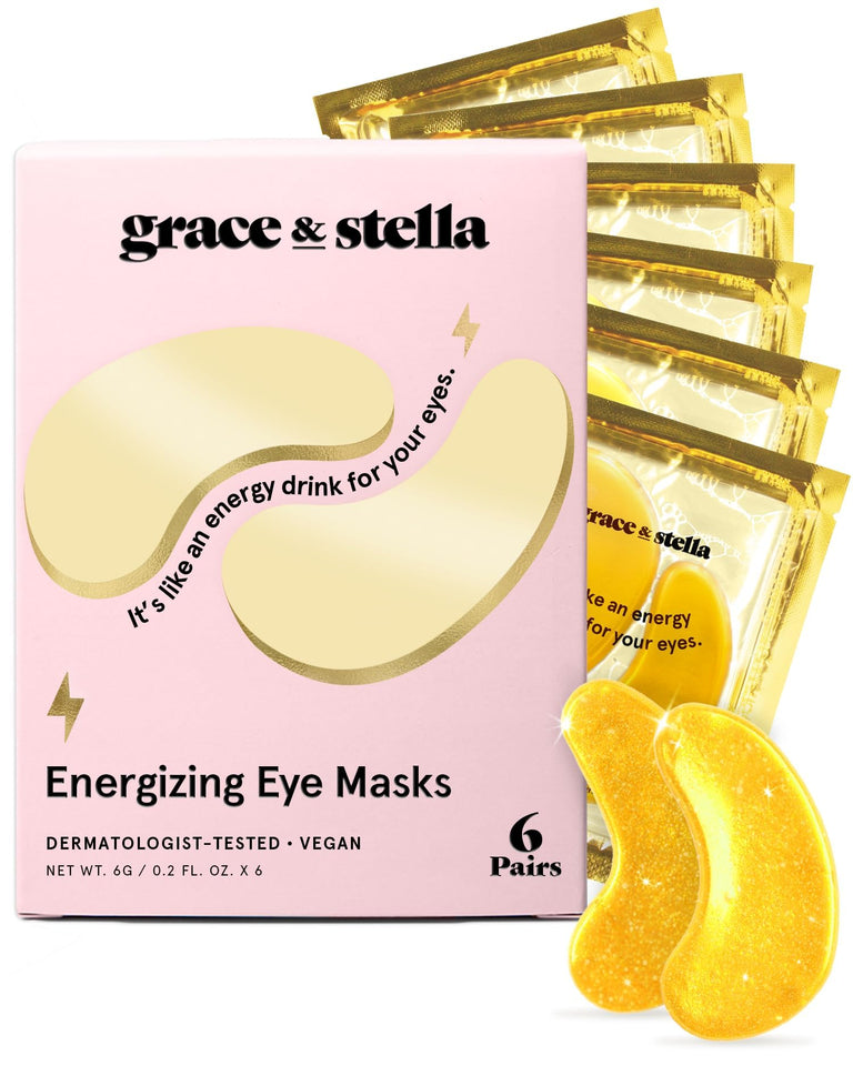grace & stella Under Eye Mask Patches for Dark Circles Puffy Eyes & Wrinkles Vegan 6 Pairs Pink