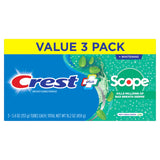 Crest Plus Scope Whitening Toothpaste Pack of 3 with Anticavity Fluoride and Fresh Breath Care