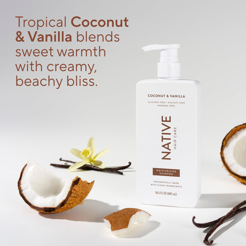 Native Coconut and Vanilla Shampoo and Conditioner Duo for All Hair Types with Clean Ingredients