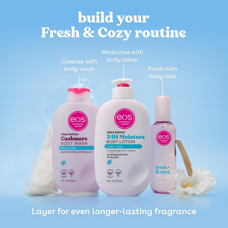 eos Shea Better Body Lotion Vanilla Cashmere Lightweight Non Greasy Moisturizer for Dry Skin Care