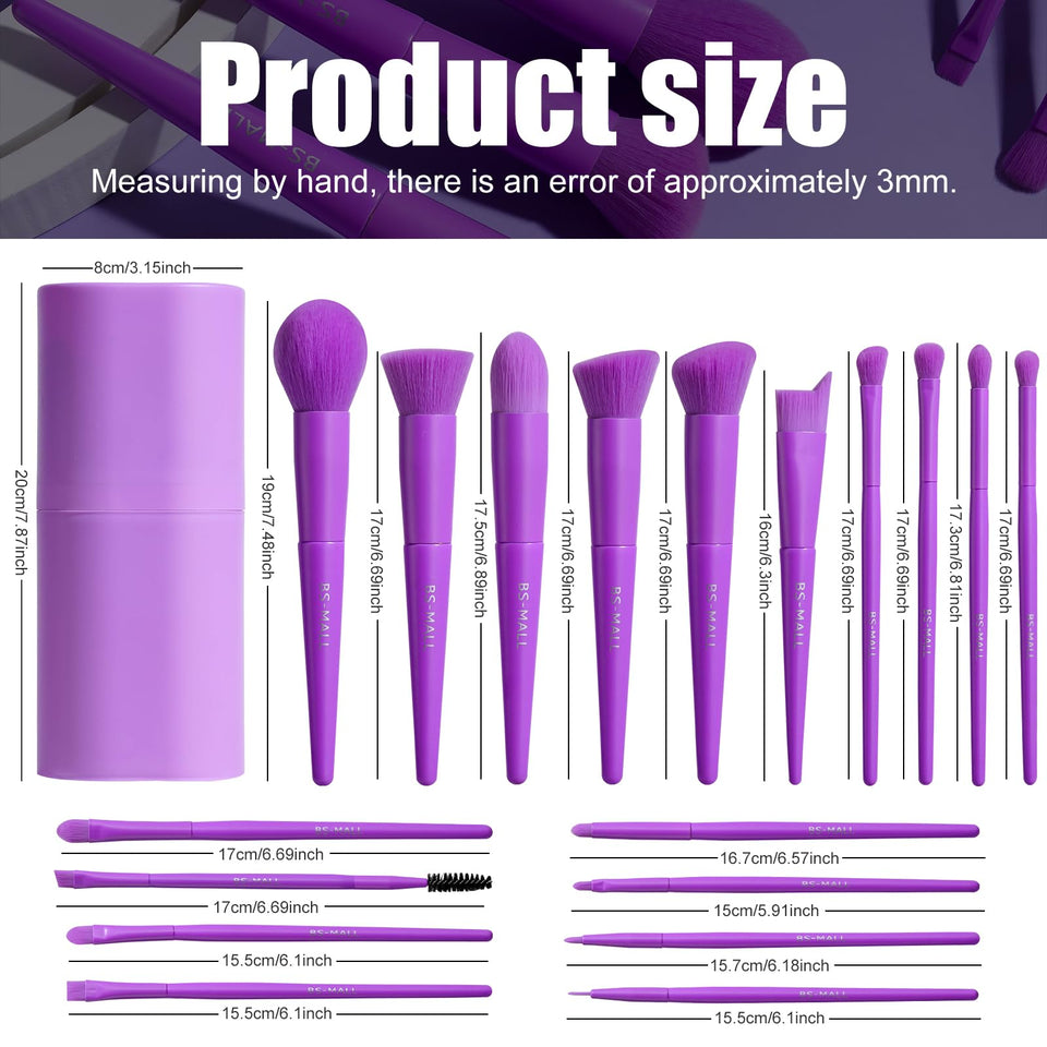 BS MALL Makeup Brush Set 18 Piece Professional Cosmetic Brushes with Black Case for Flawless Makeup