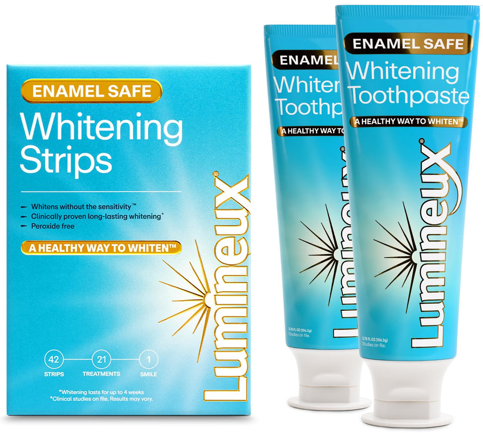 Lumineux Teeth Whitening Strips Kit Peroxide Free Formula for Whiter Teeth and Enamel Protection