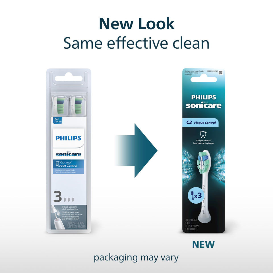 Philips Sonicare C2 Plaque Control Replacement Toothbrush Heads White 3 Pack HX9023/65