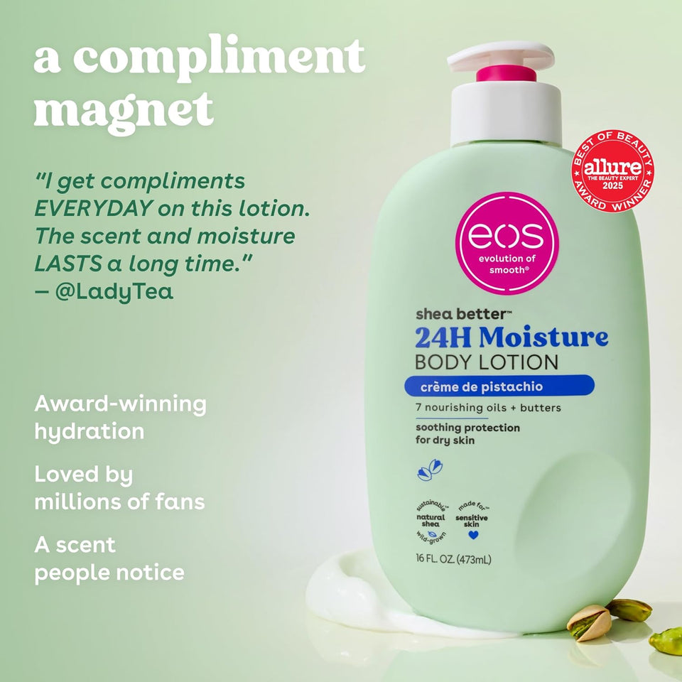 eos Shea Better Body Lotion Vanilla Cashmere Lightweight Non Greasy Moisturizer for Dry Skin Care
