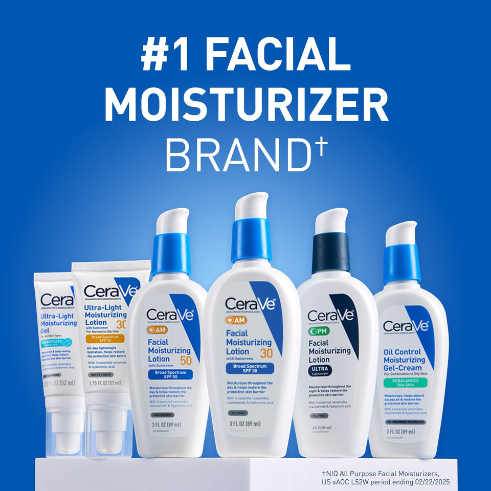 CeraVe Ultra Light Moisturizing Lotion SPF 30 with Hyaluronic Acid & Ceramides Matte Finish 1.7 Oz