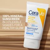 CeraVe Hydrating Mineral Sunscreen SPF 30 Sheer Tint with Zinc Oxide & Titanium Dioxide 1.7 Oz
