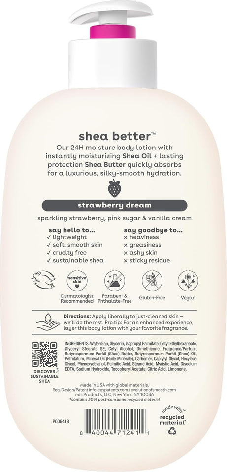eos Shea Better Body Lotion Vanilla Cashmere Lightweight Non Greasy Moisturizer for Dry Skin Care