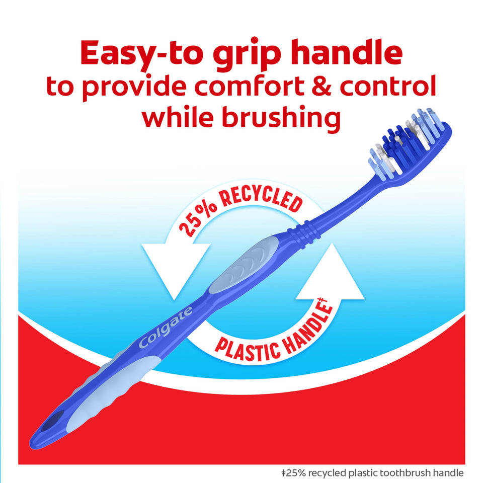 Colgate Extra Clean Medium Toothbrush for Adults 6 Pack Cleaning Tip Bristles