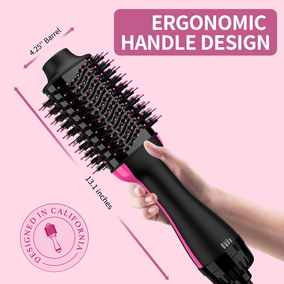 Umeely 4-in-1 Hair Dryer Brush Blow Dryer Styler with Negative Ion Anti-Frizz Ceramic Titanium Barrel