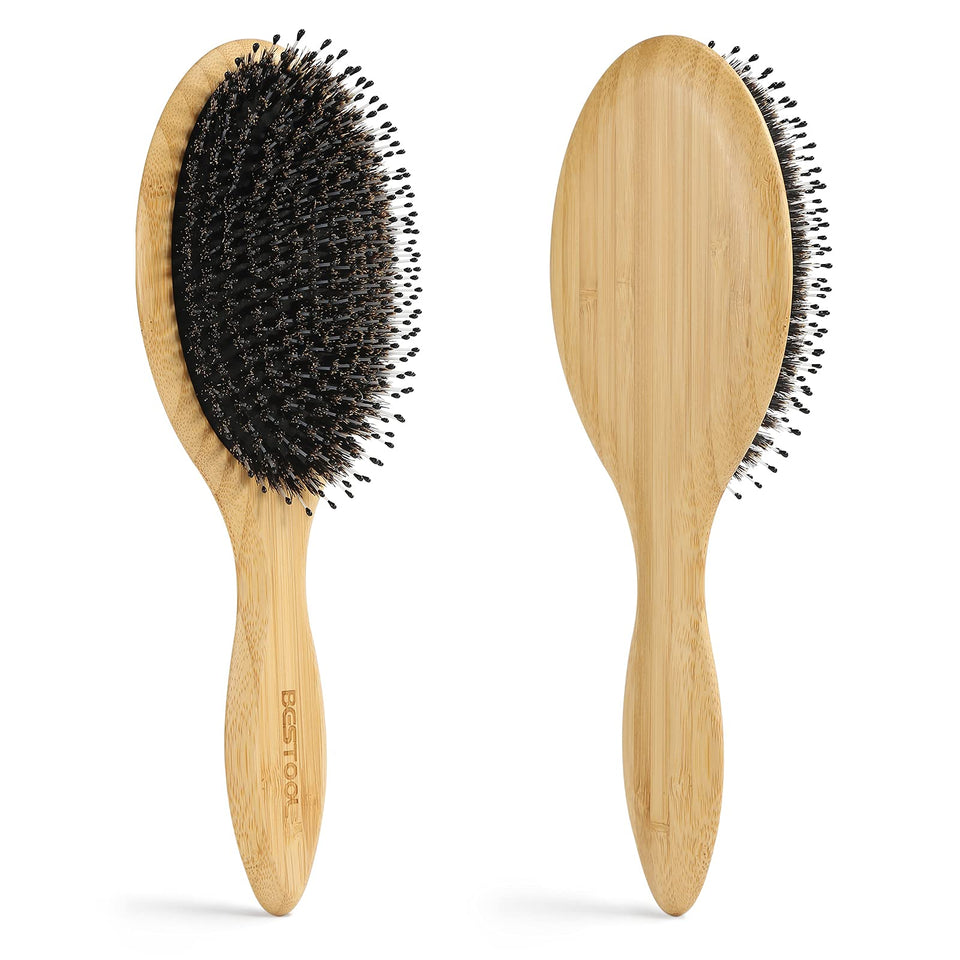 BESTOOL Boar Bristle Hair Brush Natural Bamboo Cushion Paddle Anti-Static for Women Men Kids