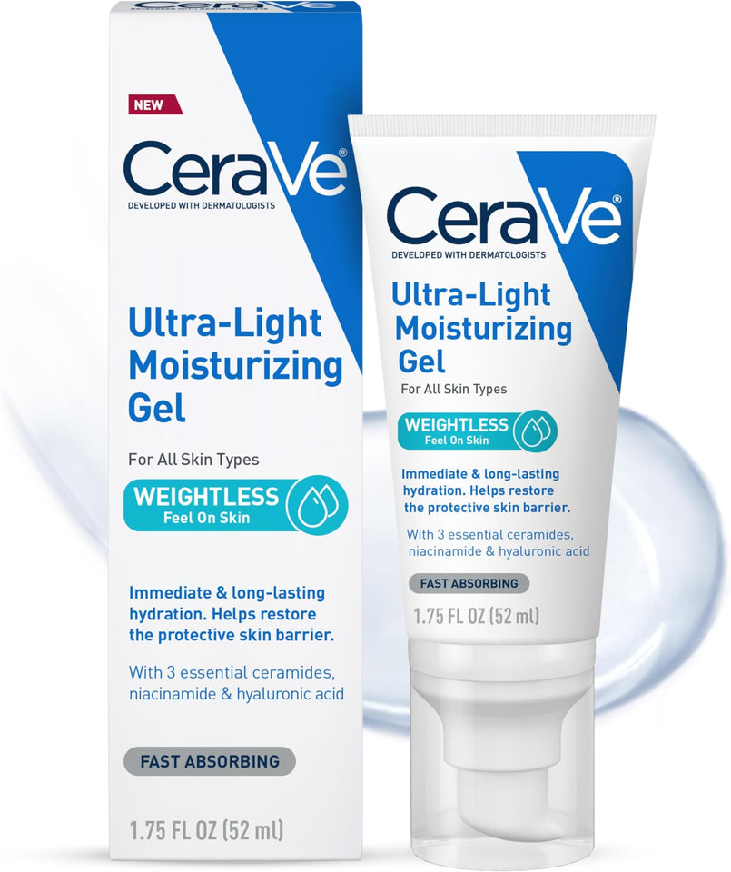 CeraVe Ultra Light Moisturizing Gel Face Cream with Ceramides Hyaluronic Acid & Niacinamide 1.75 Oz