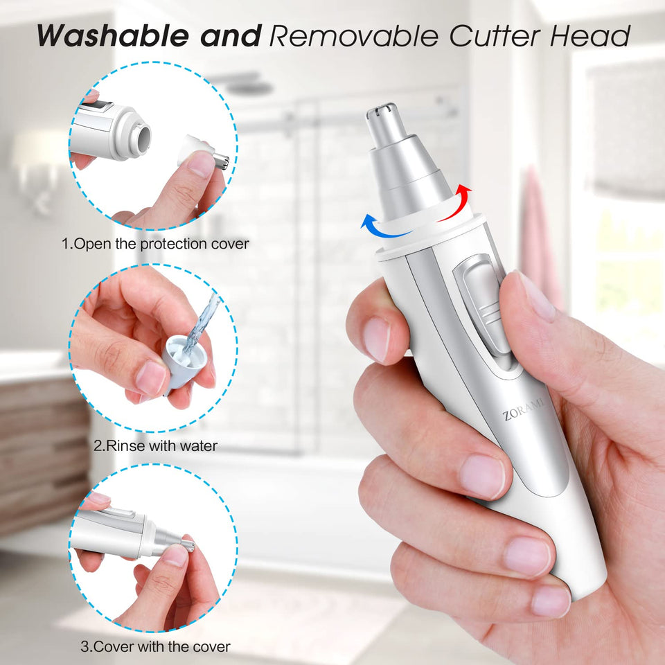 Professional Ear and Nose Hair Trimmer with Waterproof Dual Edge Blades for Men and Women Pink