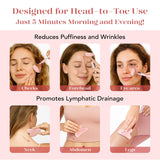 BAIMEI IcyMe Rose Quartz Roller Gua Sha Set Cooling Depuffing Lymphatic Massage Sculpting Pink