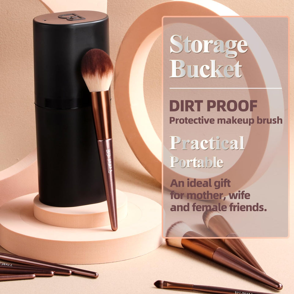 BS MALL Makeup Brush Set 18 Piece Professional Cosmetic Brushes with Black Case for Flawless Makeup