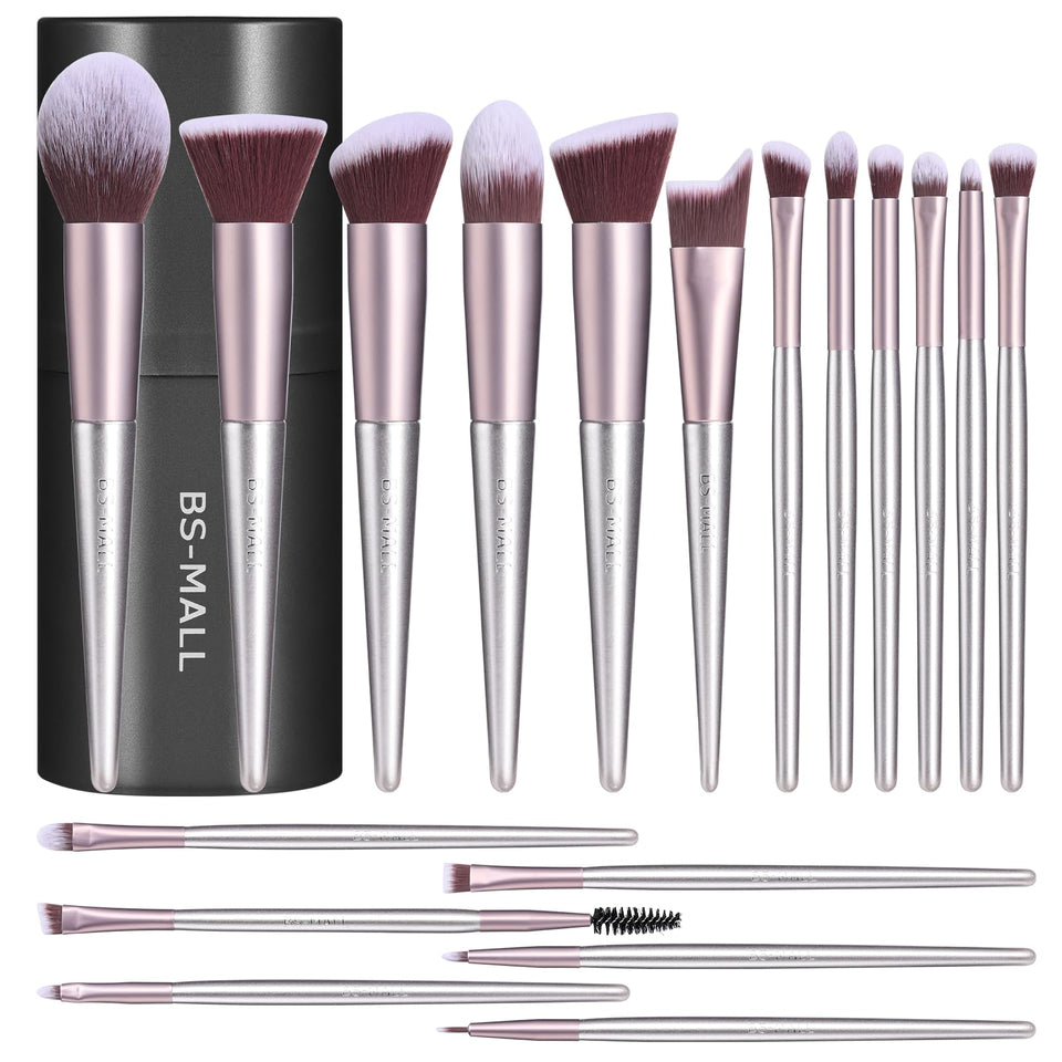 BS MALL Makeup Brush Set 18 Piece Professional Cosmetic Brushes with Black Case for Flawless Makeup