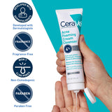 CeraVe Acne Foaming Cream Cleanser with 4% Benzoyl Peroxide Niacinamide & Ceramides Face Wash