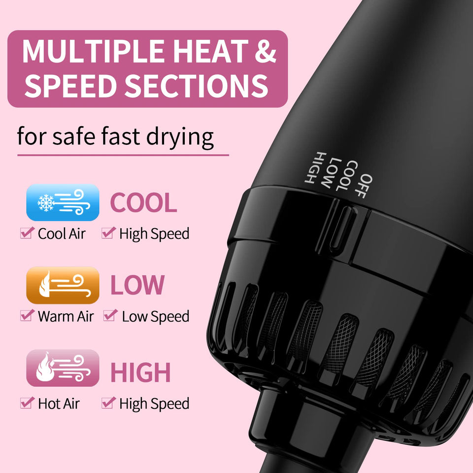 Umeely 4-in-1 Hair Dryer Brush Blow Dryer Styler with Negative Ion Anti-Frizz Ceramic Titanium Barrel