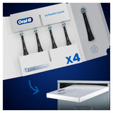Oral-B iO Ultimate Clean Replacement Toothbrush Heads Twisted Angled Bristles 4 Pack Black