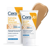 CeraVe Hydrating Mineral Sunscreen SPF 30 Sheer Tint with Zinc Oxide & Titanium Dioxide 1.7 Oz