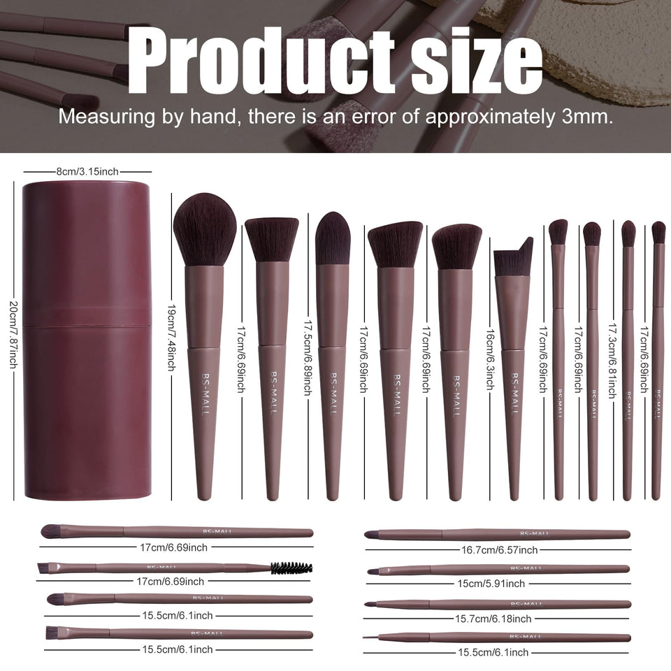 BS MALL Makeup Brush Set 18 Piece Professional Cosmetic Brushes with Black Case for Flawless Makeup