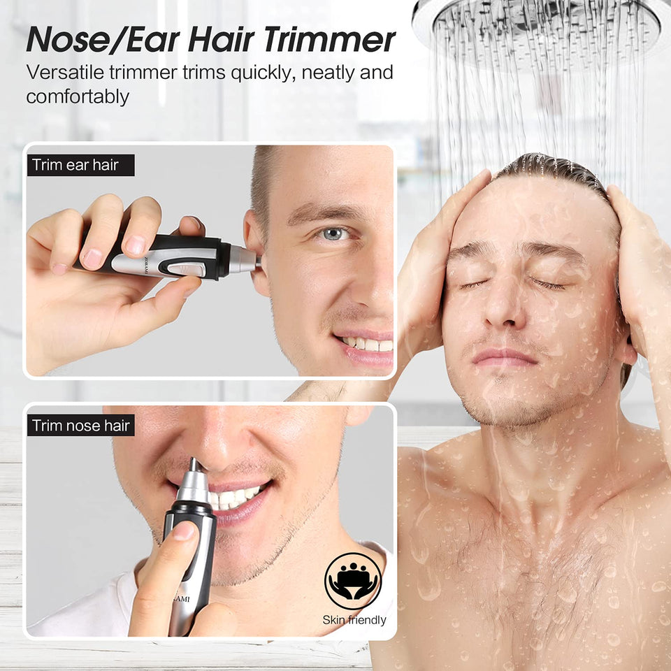 Professional Ear and Nose Hair Trimmer with Waterproof Dual Edge Blades for Men and Women Pink