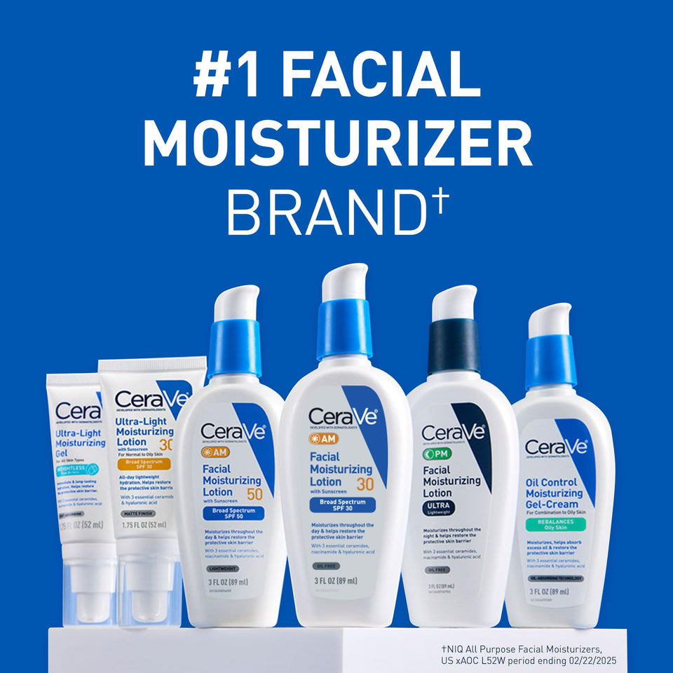 CeraVe AM Facial Moisturizing Lotion SPF 30 with Hyaluronic Acid Niacinamide & Ceramides 3 Oz