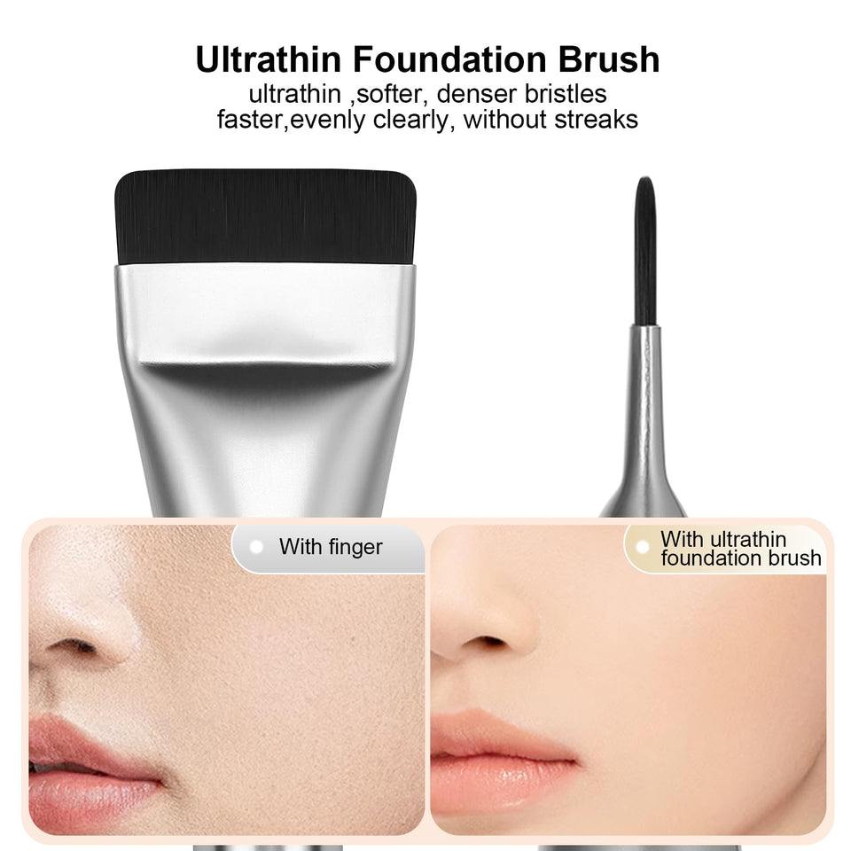 BEAUTYFACTOR Flat Foundation Brush Korean Makeup Spatula Facial Brush Liquid Cream Blending Silver