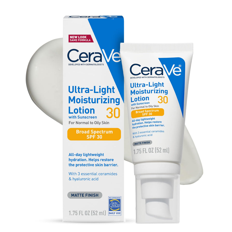 CeraVe Ultra Light Moisturizing Lotion SPF 30 with Hyaluronic Acid & Ceramides Matte Finish 1.7 Oz