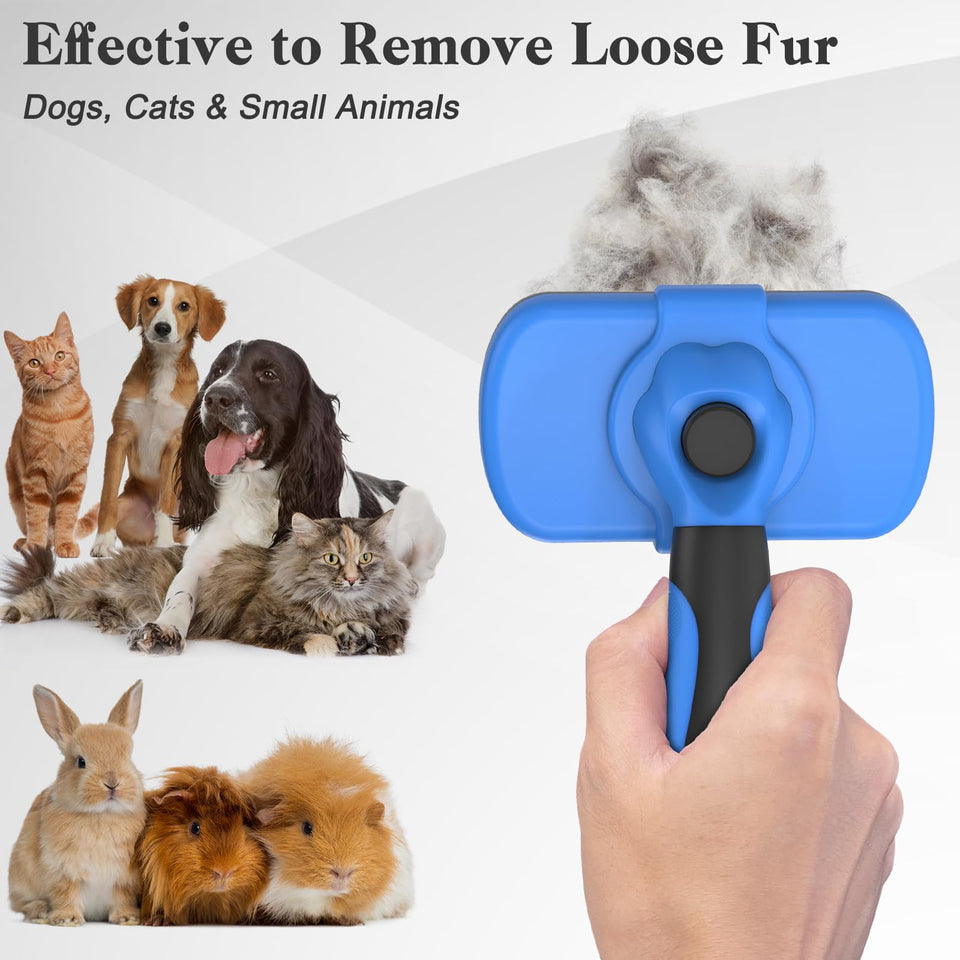 Swihauk Self-Cleaning Slicker Brush Deshedding Grooming Tool for Dogs and Cats Blue