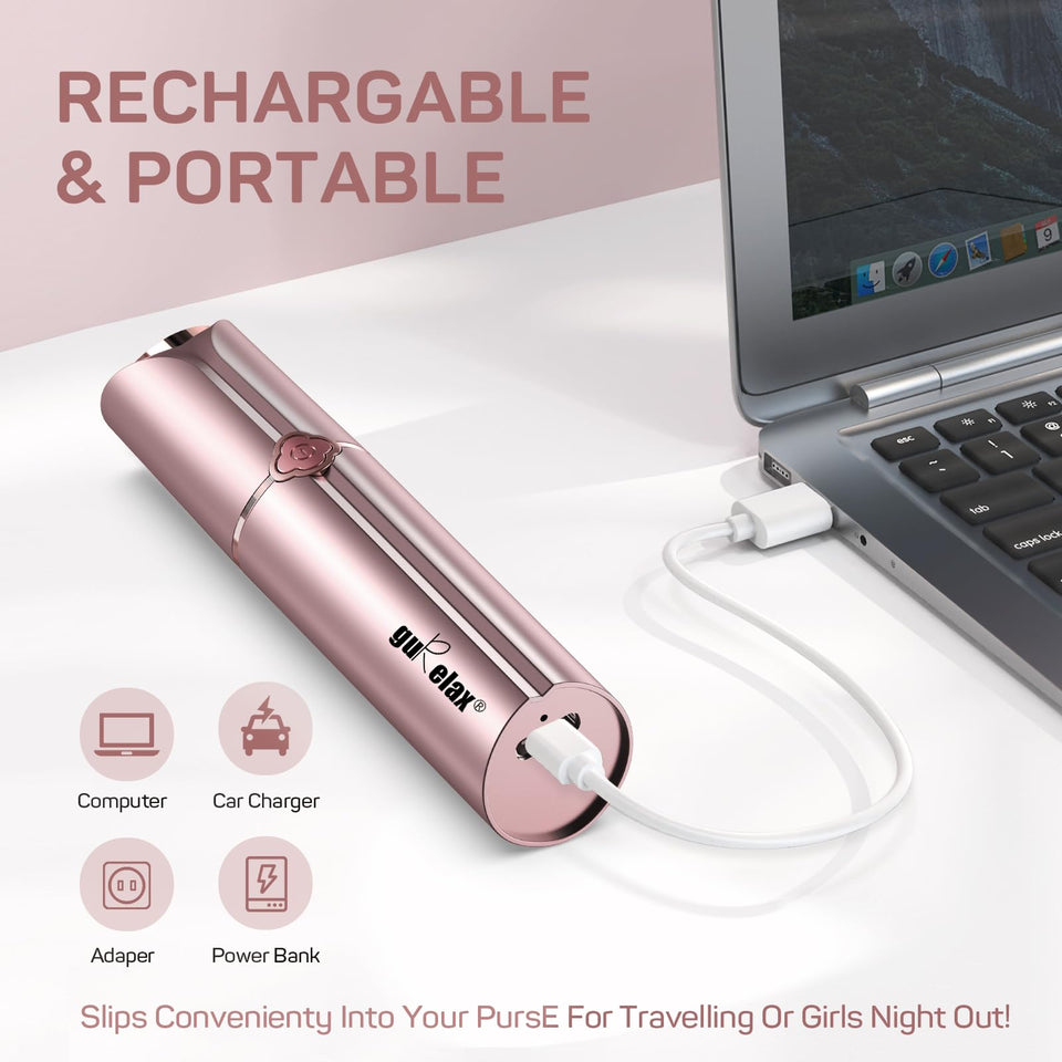 Gurelax Electric Painless Facial Hair Remover for Women Face Lip Chin Rechargeable 2 Replacement Heads Pink