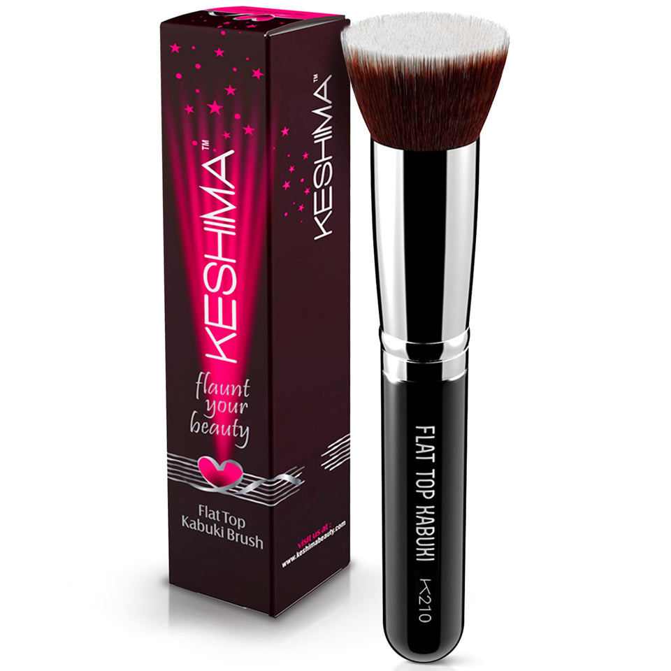 KESHIMA flat top kabuki foundation brush liquid cream powder buffing 1.2 inch - BuyO