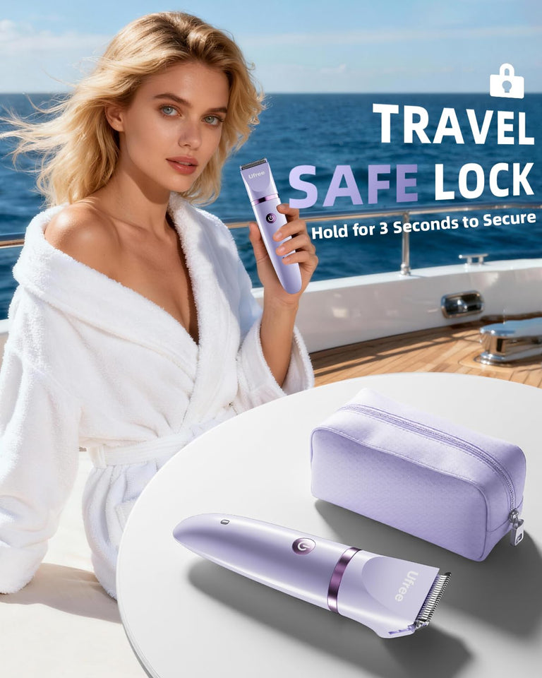 Ufree Bikini Trimmer Electric Razor for Women Ceramic Blade IPX7 Waterproof Rechargeable Lady Shaver Purple