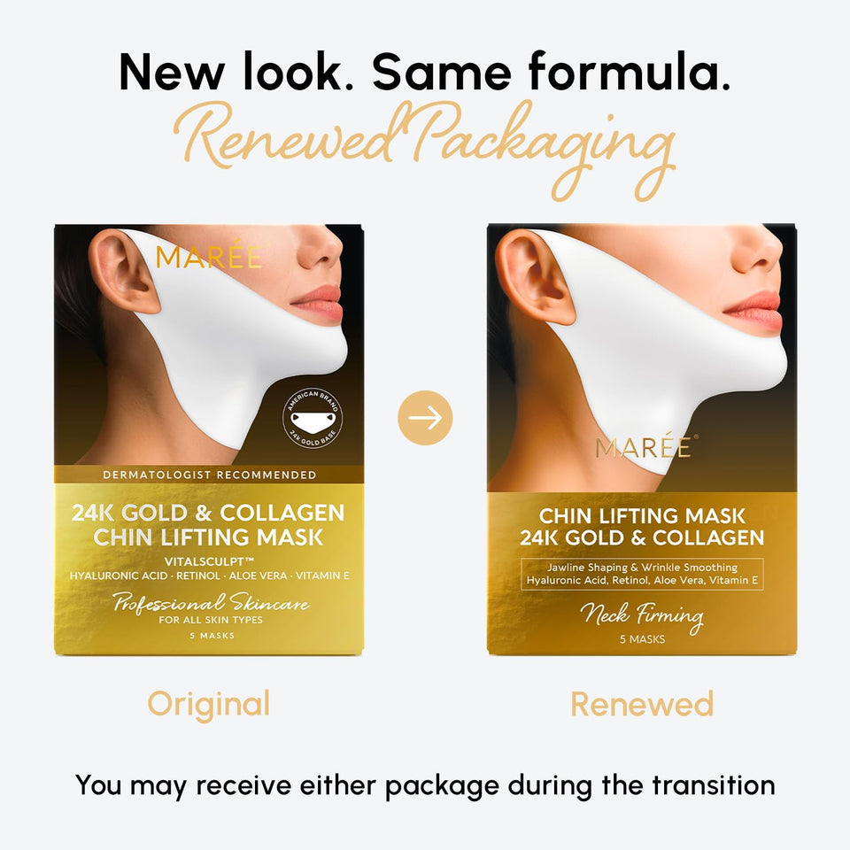 MAREE V Line Lifting Mask 24K Gold Collagen Jawline Shaper Retinol Hyaluronic Acid Neck Tightening