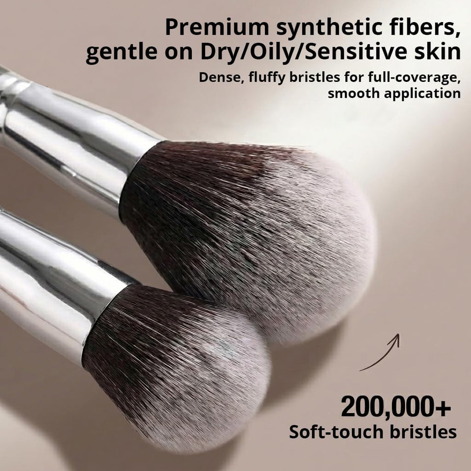 BEAKEY 10+2 Makeup Brushes Set Professional Foundation Eyeshadow Concealer Blush with 2 Blender Sponges Paper Case