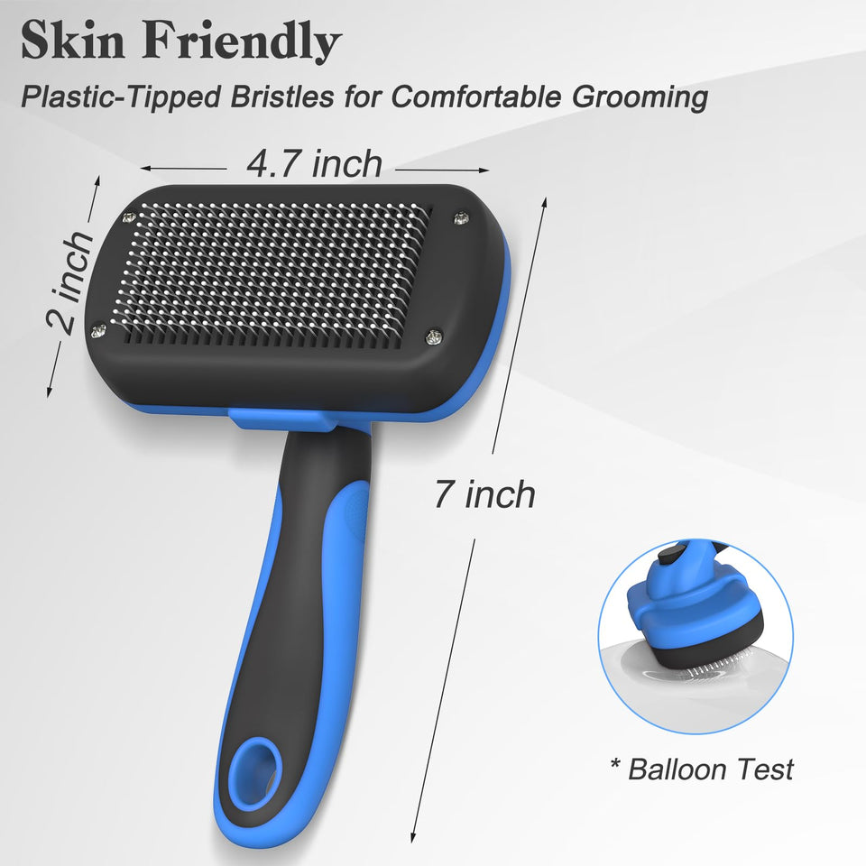 Swihauk Self-Cleaning Slicker Brush Deshedding Grooming Tool for Dogs and Cats Blue