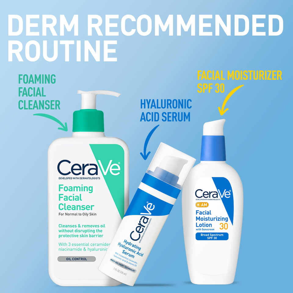 CeraVe AM Facial Moisturizing Lotion SPF 30 with Hyaluronic Acid Niacinamide & Ceramides 3 Oz
