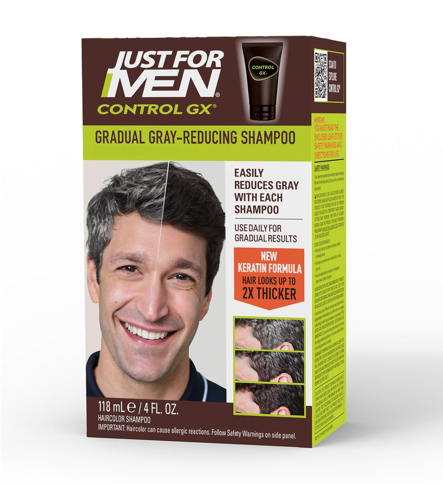 Just For Men Control GX Hair Color Shampoo for Gradual Grey Reduction and Healthy Hair Appearance