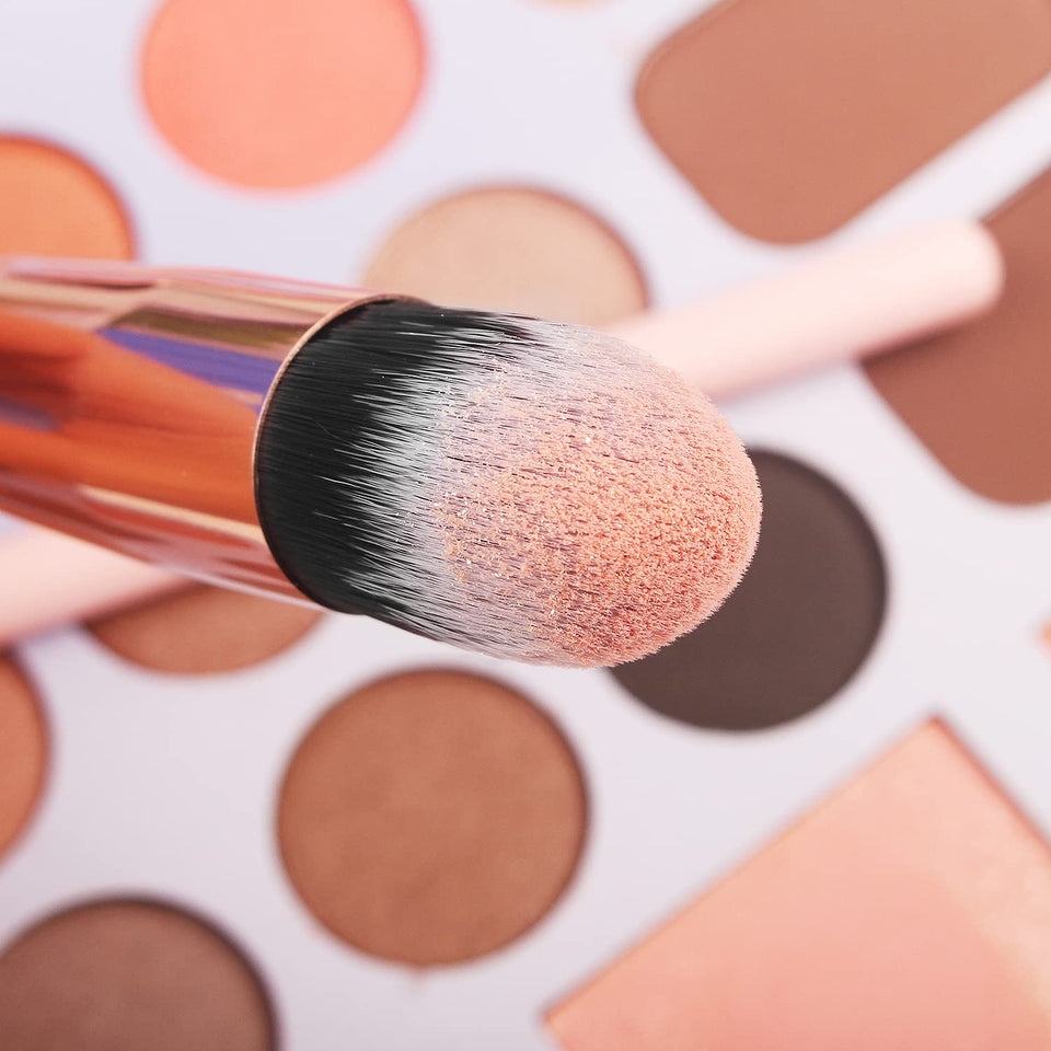 Real Perfection 16 Piece Makeup Brush Set with Eyebrow Razor Synthetic Foundation Concealer Eyeshadow Blush Pink