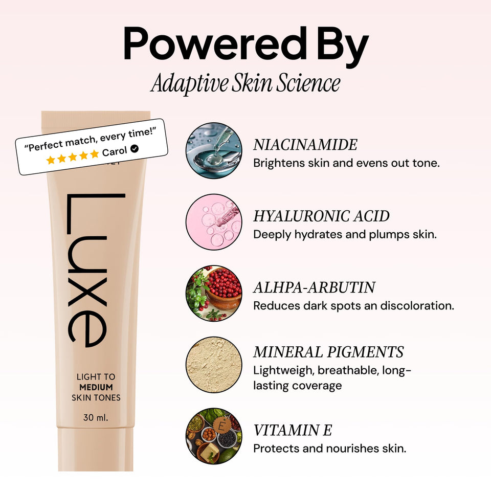 Luxe Color Changing Foundation Medium with Smart Shade Matching Formula for Natural Looking Skin