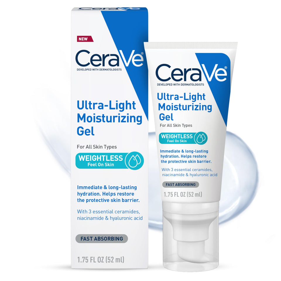 CeraVe Ultra Light Moisturizing Gel Face Cream with Ceramides Hyaluronic Acid & Niacinamide 1.75 Oz