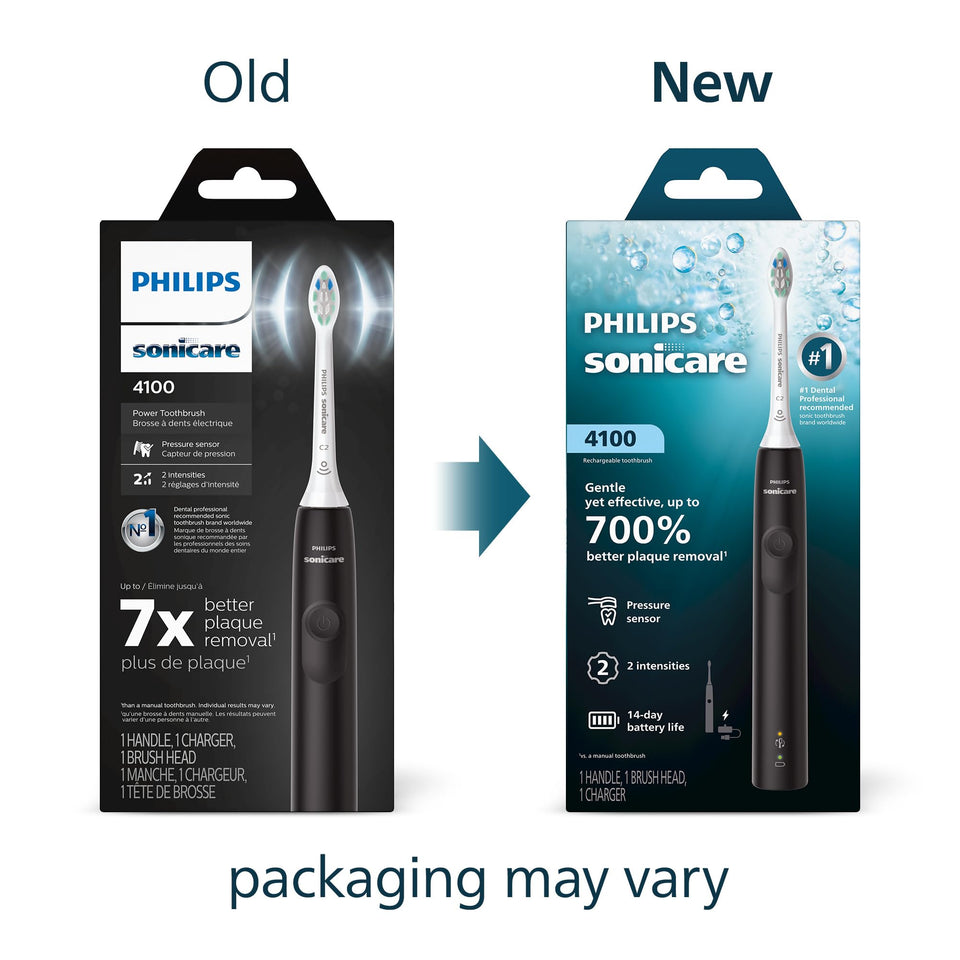 Philips Sonicare 4100 Electric Toothbrush Pressure Sensor SmartTimer Quadpacer Black HX3681