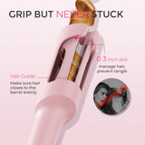TYMO CURLPRO Automatic Rotating Curling Iron with Ionic Ceramic Barrel for Beach Waves Pink
