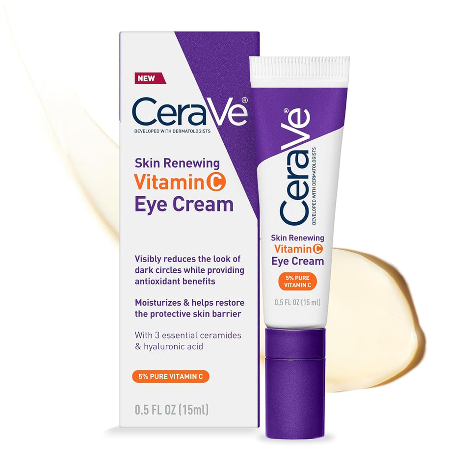CeraVe Skin Renewing Vitamin C Eye Cream for Dark Circles & Puffiness with Ceramides 0.5 Oz