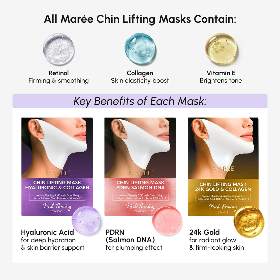 MAREE V Line Lifting Mask 24K Gold Collagen Jawline Shaper Retinol Hyaluronic Acid Neck Tightening